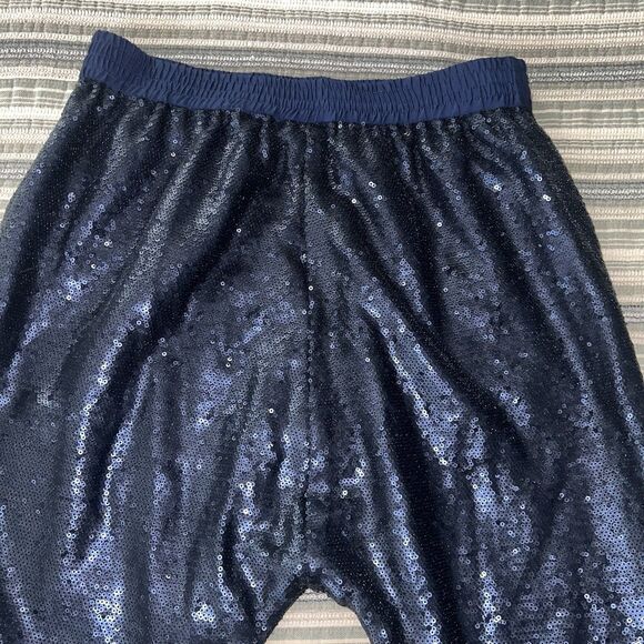 Finders Keepers Women’s Take A Walk Pant Ankle Zip Navy Blue Sequined Small - Picture 12 of 13